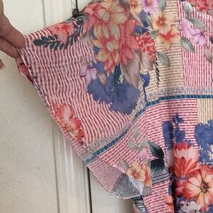 NWOT ONE WORLD Girls' Floral Short Sleeve Top in Pink & Blue